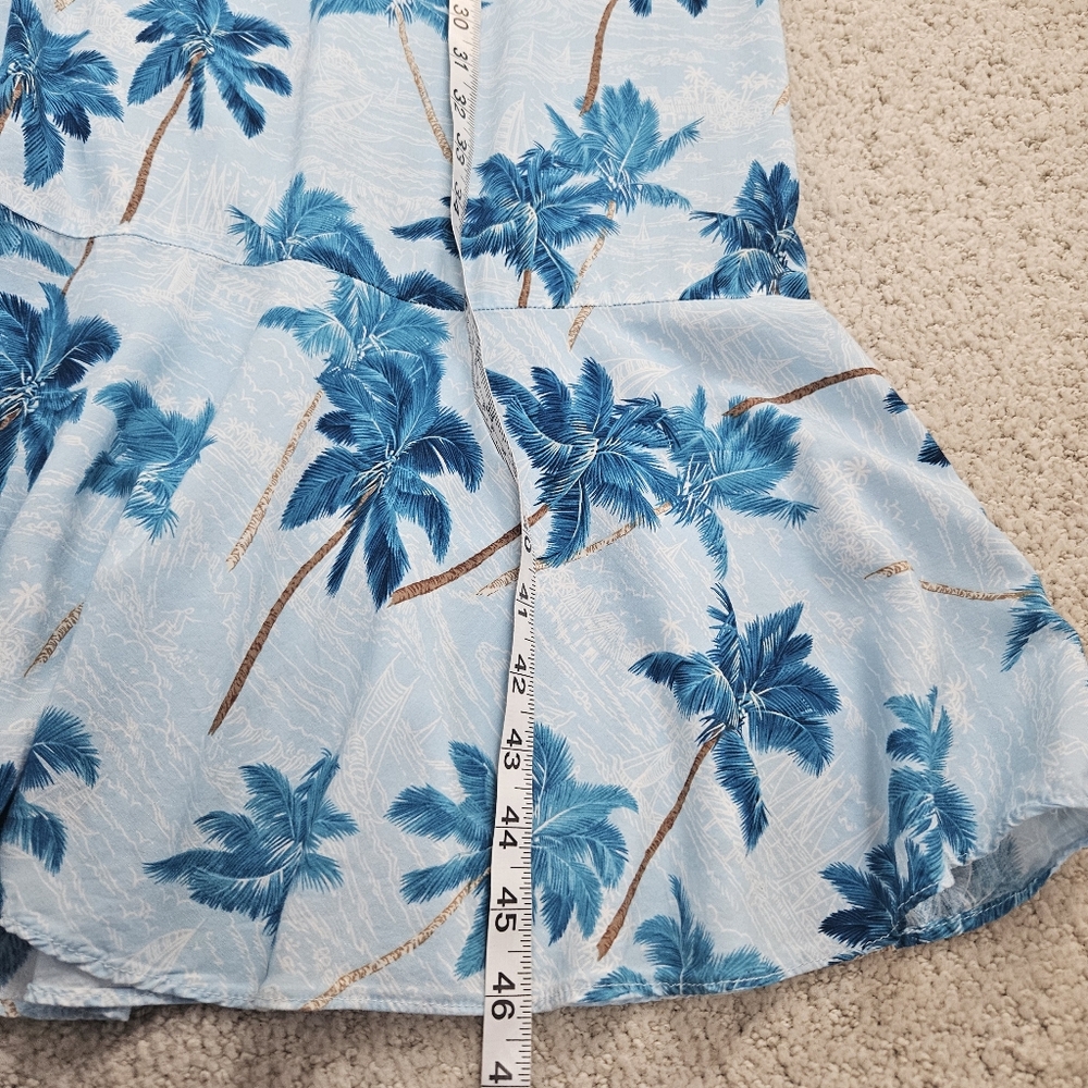 Halekulani Hawaiian Dress Midi Sleeveless Tropical Blue Rayon Vacation Beach 2xl - Picture 6 of 8